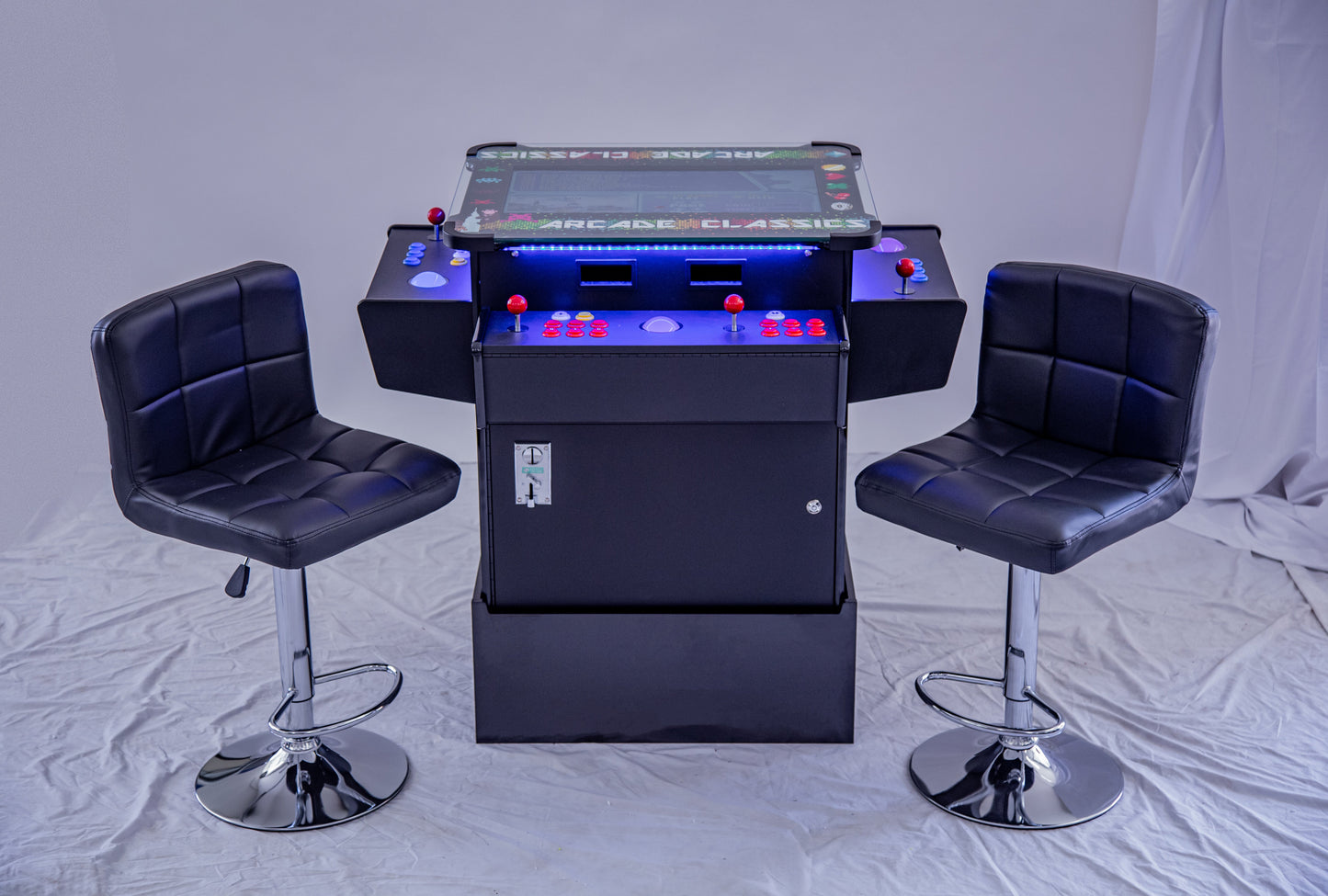 Full-sized, Three Sided, Cocktail Table Arcade Game With 3,016 Classic, Golden Age, Midway Games, and Trackball